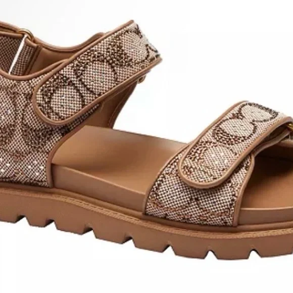 Coach Brown Logo-Print Lug Sole Sandal - Picture 2 of 5